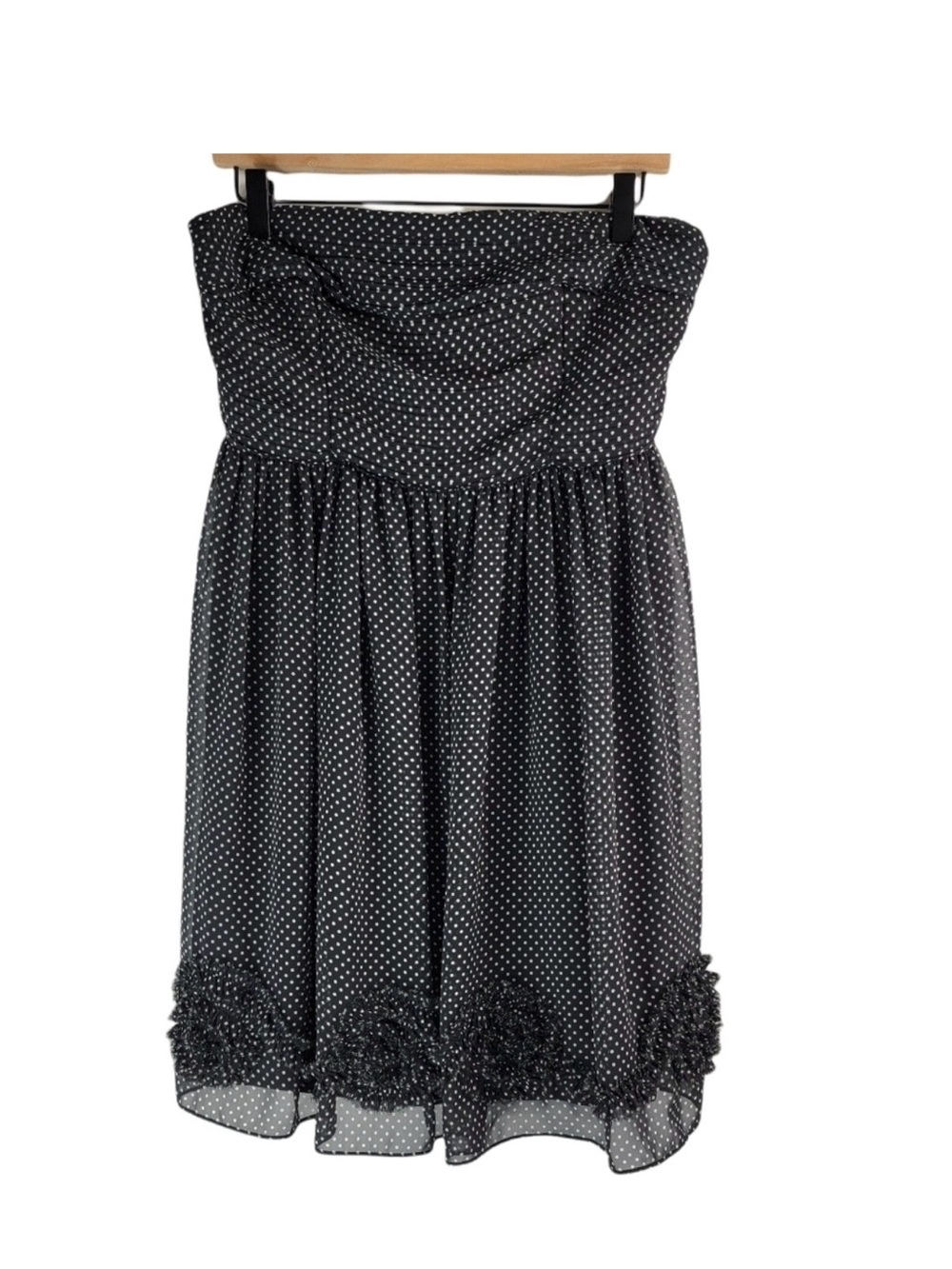 LAUREN CONRAD BLACK & WHITE PIN-DOT STRAPLESS DRESS SIZE 10